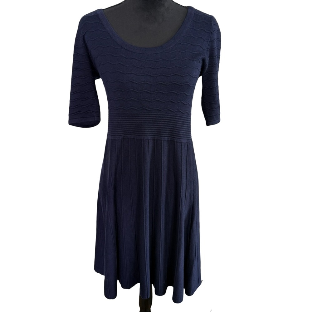 Xhilaration Navy Textured Knit Fit & Flare Dress – Size L